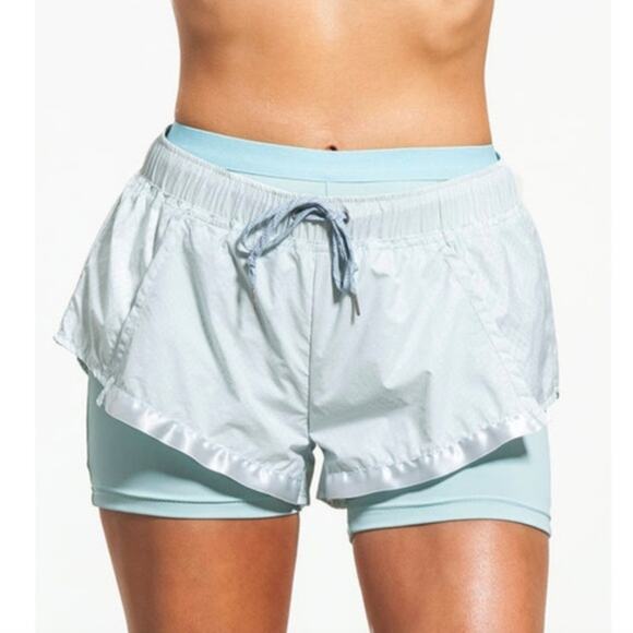 Free People Pants - Free People Short Shapeshifter Over Shorts Light Blue Snakeskin S Athleisure